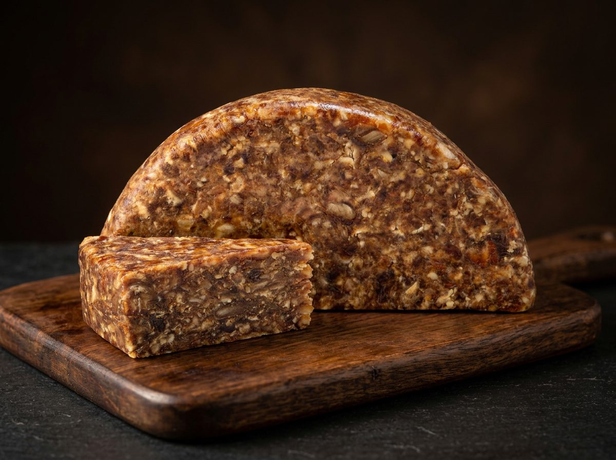 Dadel-walnootbrood op een houten plank