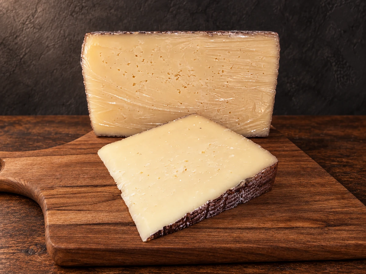 Manchego naturel op houten plank