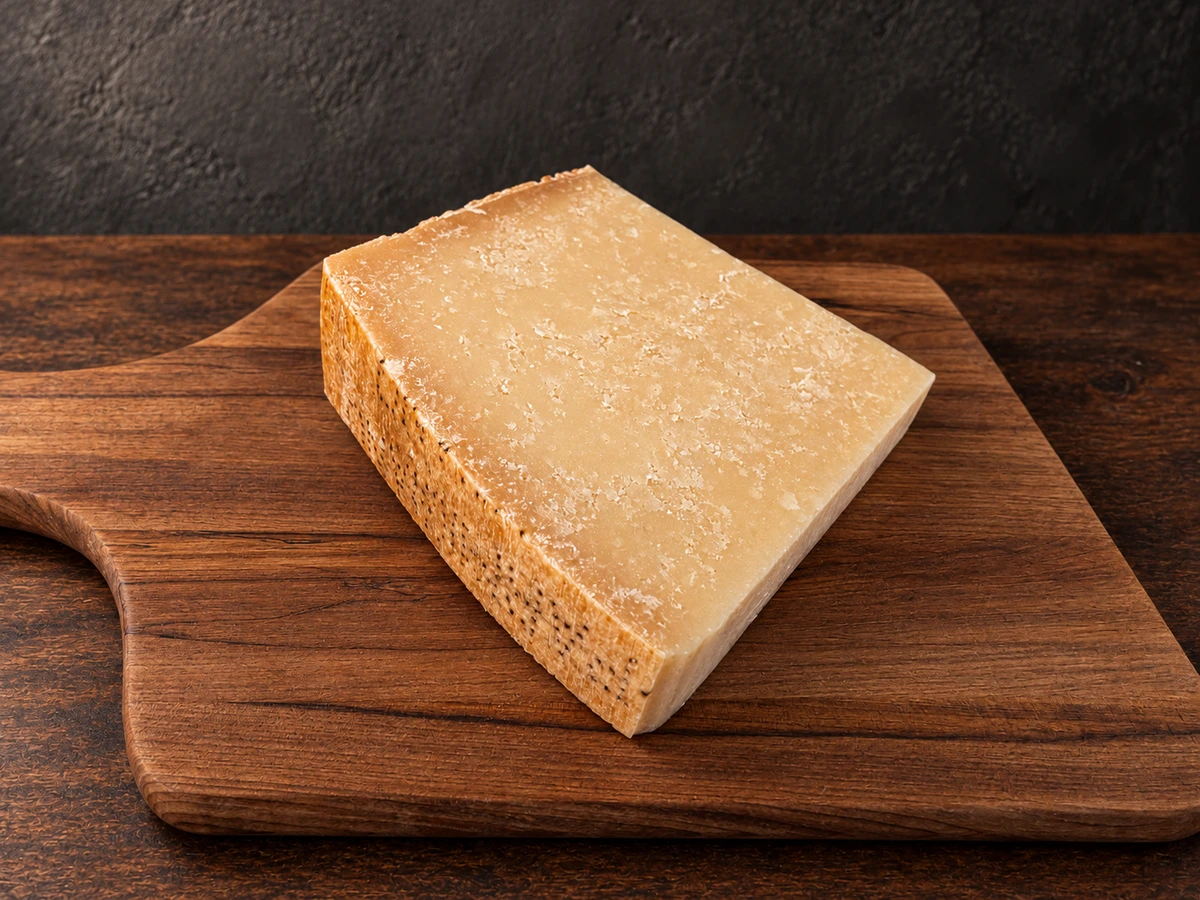 Parmesan op een houten plank