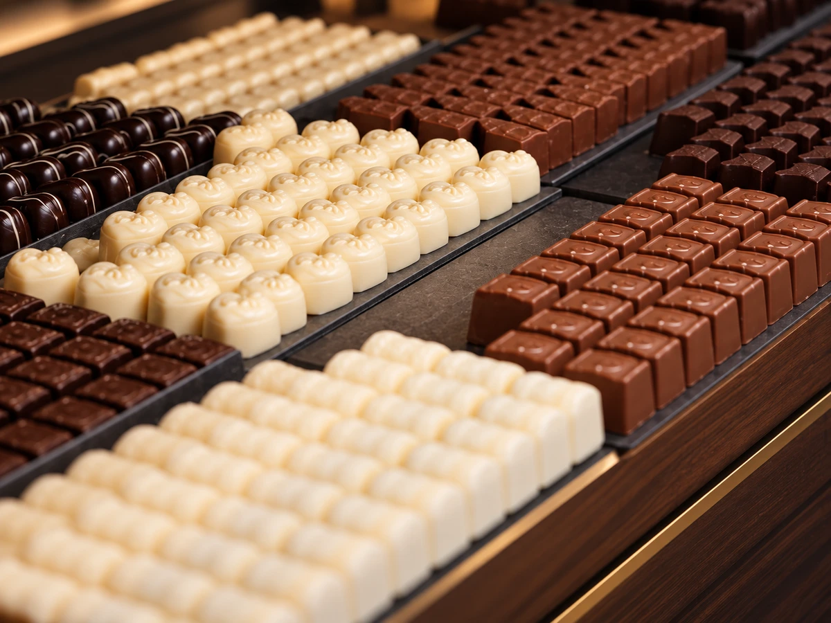 Bonbons en chocolade op een donkere ondergrond