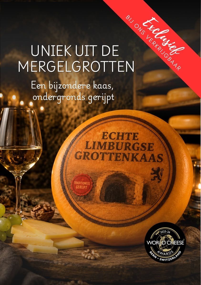 Echte Limburgse Grottenkaas, ondergronds gerijpt in de mergelgrotten